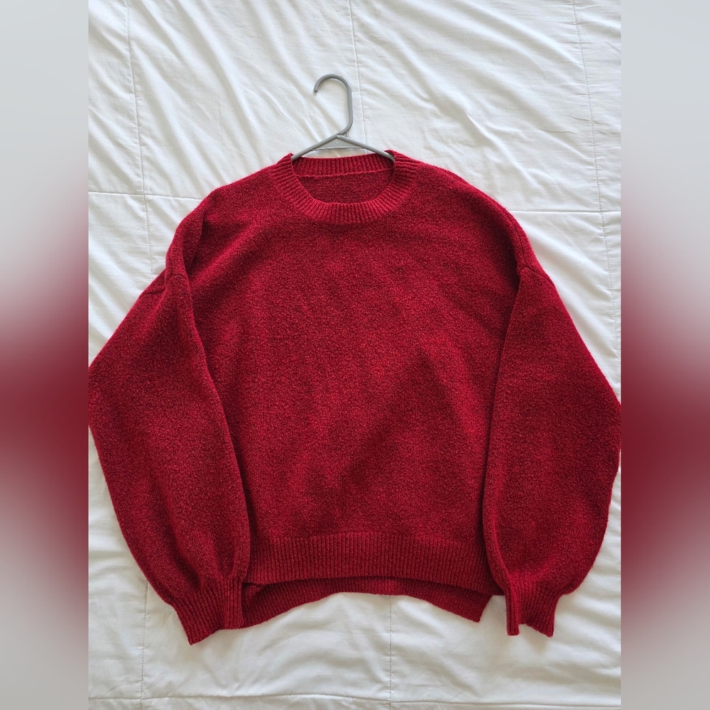 Women's Drop Shoulder Split Hem Sweater